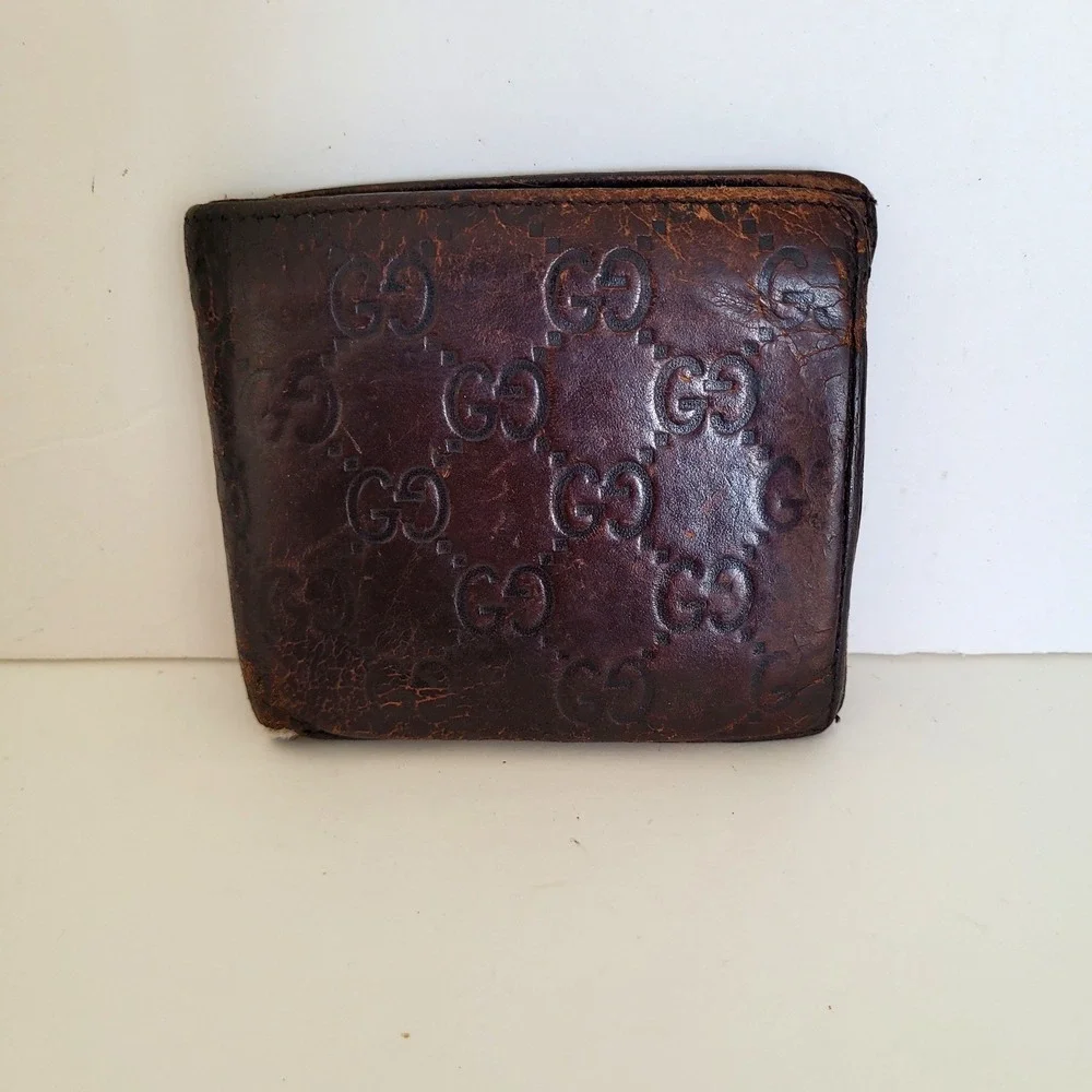 Gucci Guccissima Bifold Wallet Brown Leather GG Monogram 146223 2118 Mens